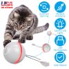 Electric Dog Toy Dog Teaser Ball Automatic Self Rotating Interactive Cat Motion Exercise Toy with Feather Bell LED Lights USB Rechargeable