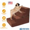 Dog Stairs Pet Step For Bed Couch Sofa Car 4 Steps Soft Foam Detachable Dogs Climb Ladder
