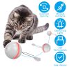 Electric Dog Toy Dog Teaser Ball Automatic Self Rotating Interactive Cat Motion Exercise Toy with Feather Bell LED Lights USB Rechargeable