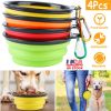 4Pcs Silicone Collapsible Dog Bowls BPA Free Travel Dog Bowl Foldable Dog Food Water Bowl w/ Carabiner Clip For Traveling Walking Hiking