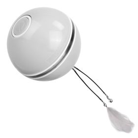 Electric Dog Toy Dog Teaser Ball Automatic Self Rotating Interactive Cat Motion Exercise Toy with Feather Bell LED Lights USB Rechargeable