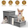 3 Step Pet Stair 4-IN-1 Foldable Dog Ramp Non-Slip Dog Storage Ladder with Scratcher Storage and Pet House for Old Pet Small/Medium Dog 165LBS Max