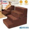 Dog Stairs Pet Step For Bed Couch Sofa Car 4 Steps Soft Foam Detachable Dogs Climb Ladder