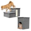 3 Step Pet Stair 4-IN-1 Foldable Dog Ramp Non-Slip Dog Storage Ladder with Scratcher Storage and Pet House for Old Pet Small/Medium Dog 165LBS Max
