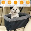 Small Dog Car Seat with Harness Center Console Pet Booster Seat Travel Car Seat with Side Pocket Cotton Velvet Cushion for Dogs Up to 9LBS