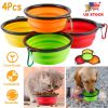 4Pcs Silicone Collapsible Dog Bowls BPA Free Travel Dog Bowl Foldable Dog Food Water Bowl w/ Carabiner Clip For Traveling Walking Hiking