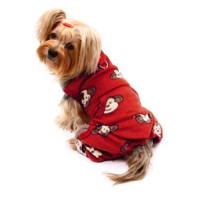 Silly Monkey Front Sleeveless Fleec Pajamas - Burgundy - S