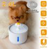 2.4L Automatic Dog Water Fountain Electric LED Pet Flower Water Dispenser Ultra Silent Health Dog Waterer Auto Off Level Window