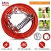 9.8FT Dog Tie Out Cable Long Dog Leash Chew Proof Lead Dog Chain with Durable Spring 360° Rotatable Clips PVC Case for Outside Yard Caming