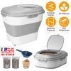 16.5 to 55LBS Collapsible Food Storage Container With Rolling Wheels Airtight Clear Lid Desiccant Slot Rice Dog Food Foldable Dispenser With Scoop