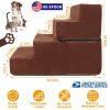 Dog Stairs Pet Step For Bed Couch Sofa Car 4 Steps Soft Foam Detachable Dogs Climb Ladder