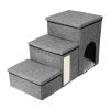 3 Step Pet Stair 4-IN-1 Foldable Dog Ramp Non-Slip Dog Storage Ladder with Scratcher Storage and Pet House for Old Pet Small/Medium Dog 165LBS Max